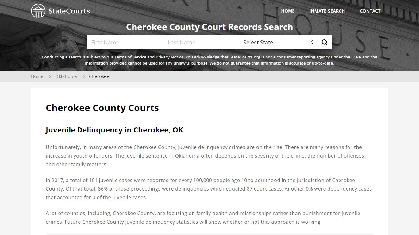 Cherokee County, OK Courts - Records & Cases - StateCourts